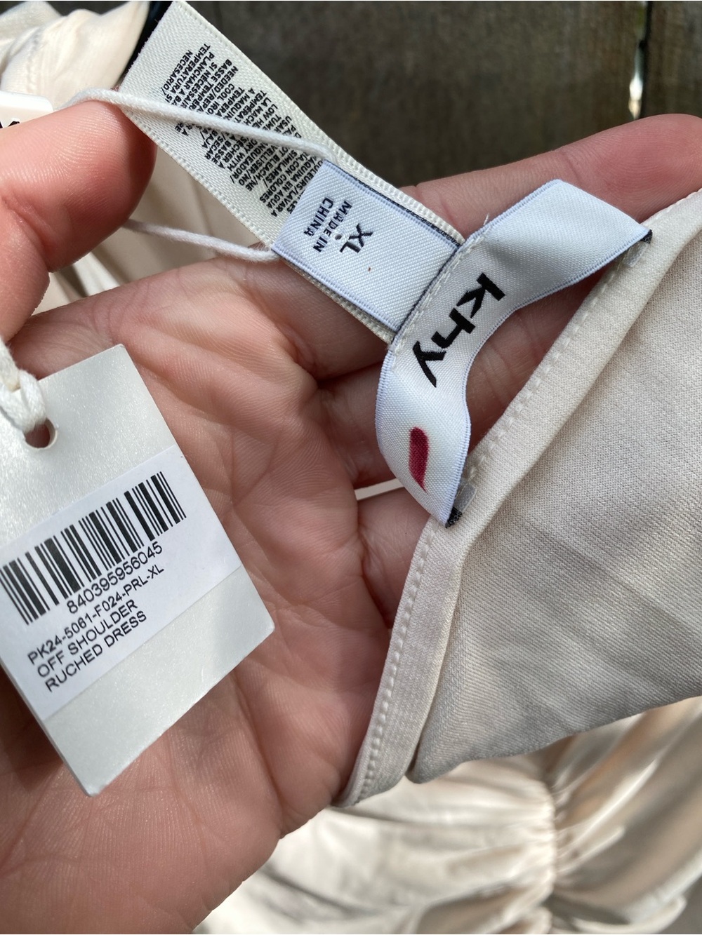 NWT KHY x Atlein Ruched Off‎ Shoulder Mini Dress XL Cream - Picture 3 of 6